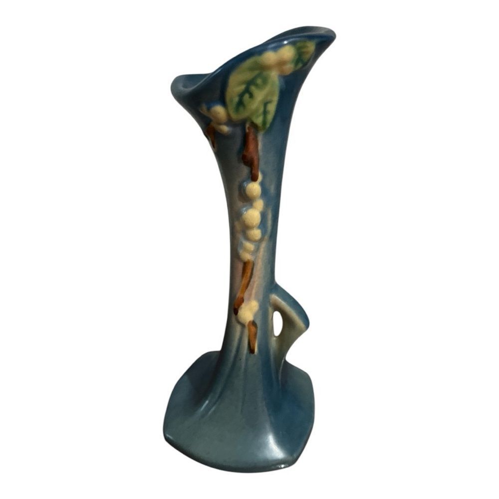 Roseville Pottery Snowberry Blue  7 in Vase 1940’s